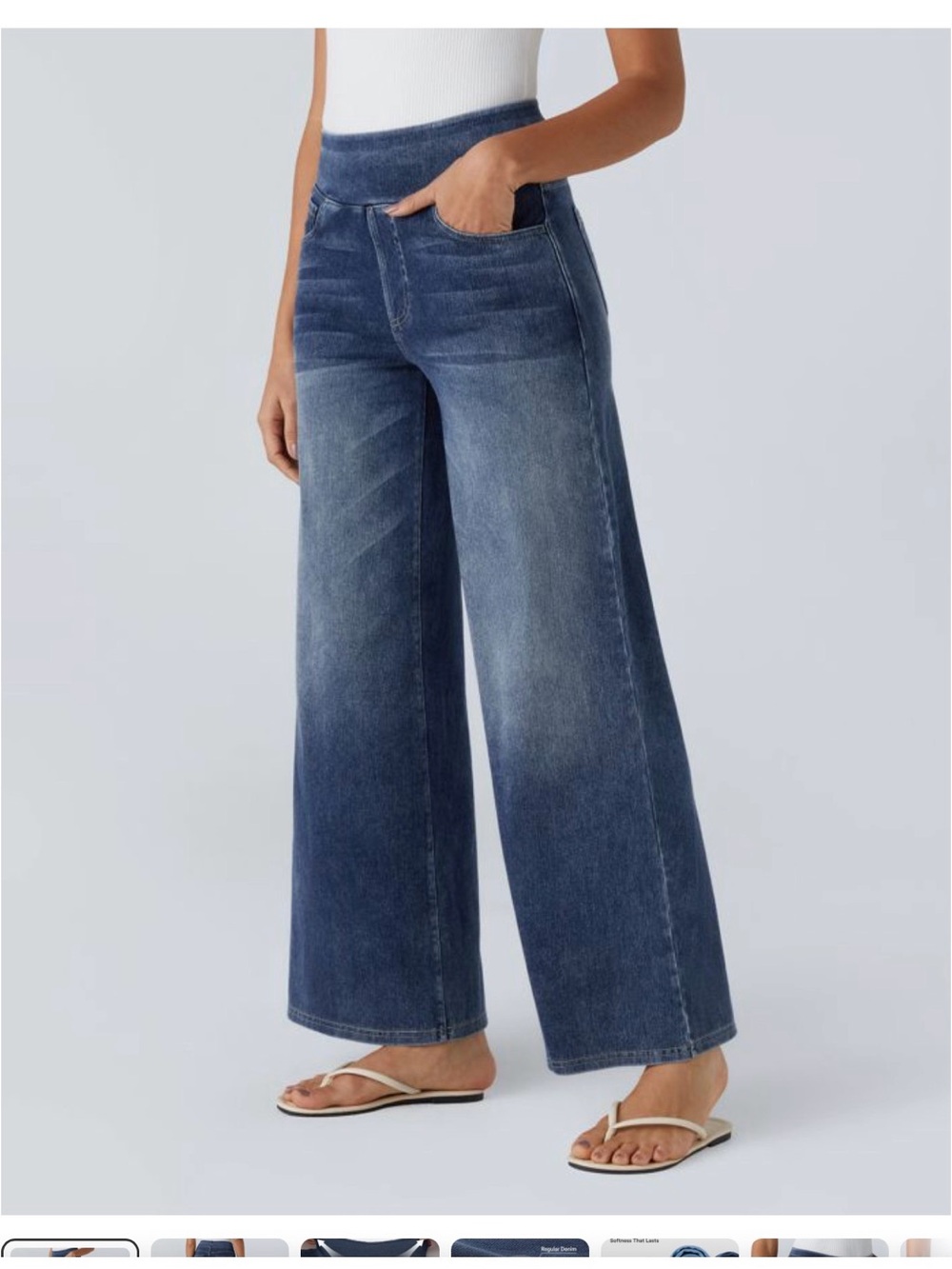 HALARA Wide Leg High-Rise Blue Denim Jeans large Tall NWT